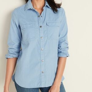 NWT Old Navy Fine-Wale Corduroy Tunic Shirt - Women's Medium Tall - Blue